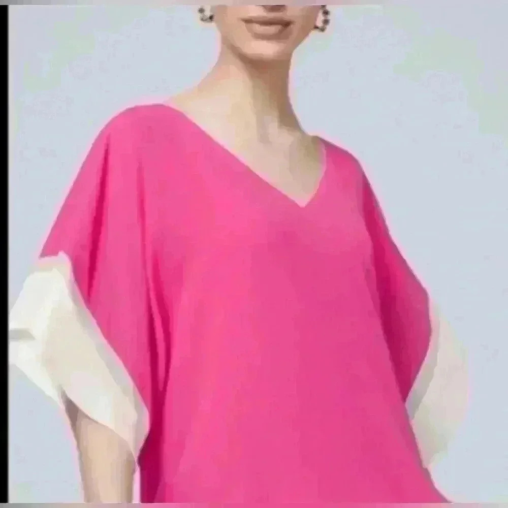 Kimono V Neck Blouse Pink on Pink Size S